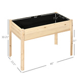 46'' x 24'' Raised Garden Bed, Wooden Elevated Planter Box with Non-Woven Liner for Vegetable
