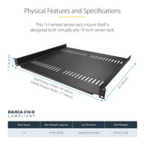 Tablette de rack serveur 1U StarTech.com 2 unités, aérée montage rack universel