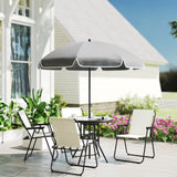 Ensemble de salle à manger de patio 6 pièces avec parasol, mobilier de patio avec chaises pliantes, table en verre pour jardin et cour