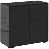 High Gloss Buffet Sideboard with 2 Drawers, 2 Doors and Adjustable Shelf, Kitchen Storage Cabinet with Push Open Design