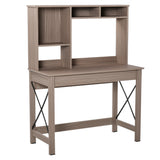 Bureau d'ordinateur avec étagère supérieure, Table de bureau à domicile avec étagères de rangement et compartiments ouverts pour l'écriture