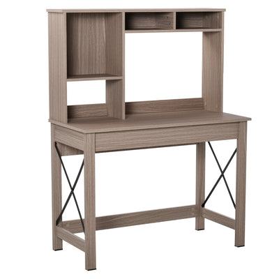 Computer Desk with Hutch, Home Office Table with Storage Shelves and Open Compartments for Writing