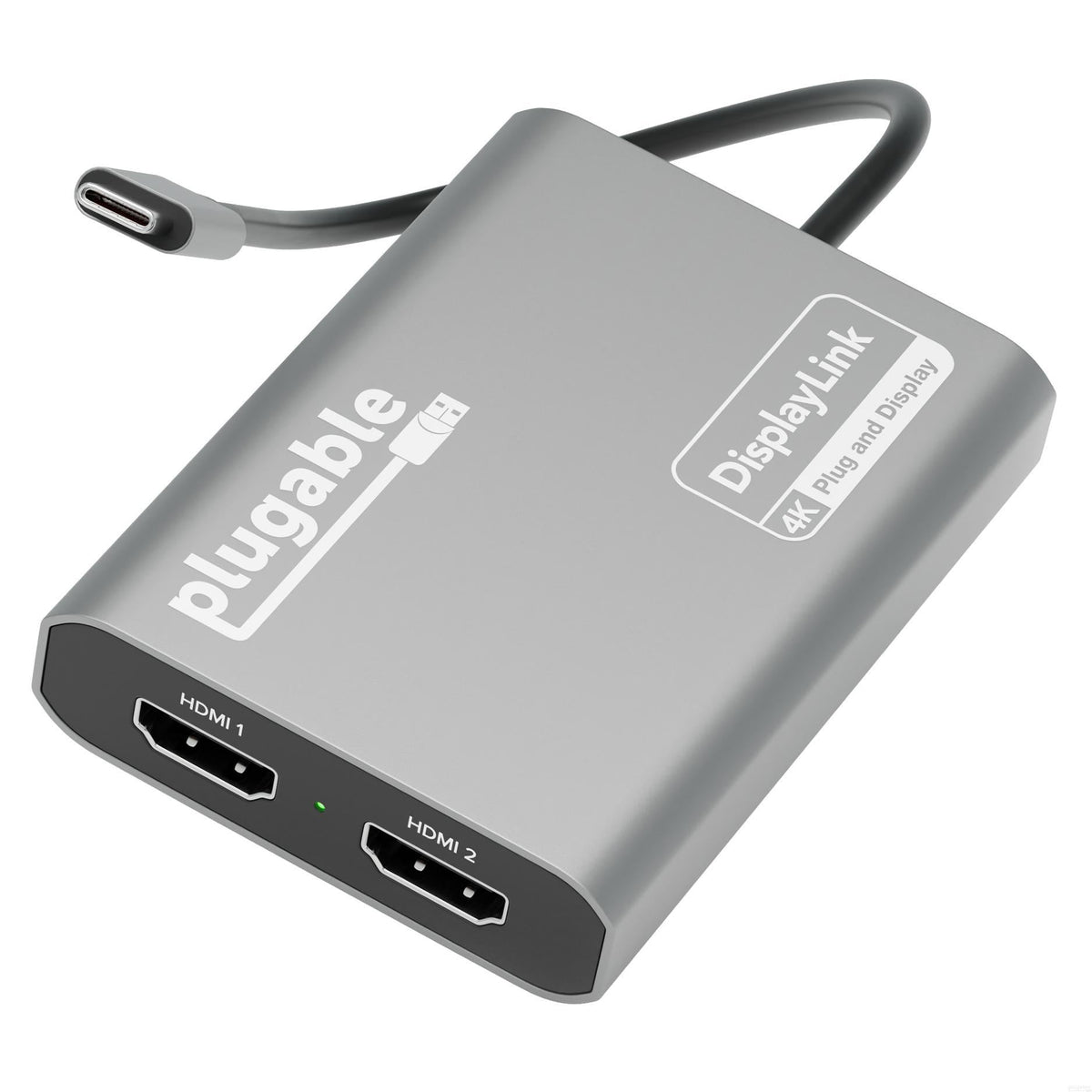 Adaptateur Plugable Technologies USB-C vers HDMI, Double moniteur 4K 60Hz pour