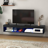 Meuble TV mural moderne avec rangement et éclairage LED pour téléviseurs jusqu'à 75 po, tablette TV flottante pour salon