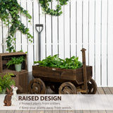 Wooden Raised Garden Bed, Flower Cart w/ Wheels