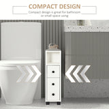 Slim Bathroom Cabinet with Wheels, Narrow Bathroom Storage Cabinet with Door, Drawer and 2 Open Compartments