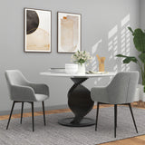 Ensemble de 2 chaises de cuisine, chaises de salle à manger tapissées tissu aspect velours avec dossier, accoudoirs et pieds d'acier