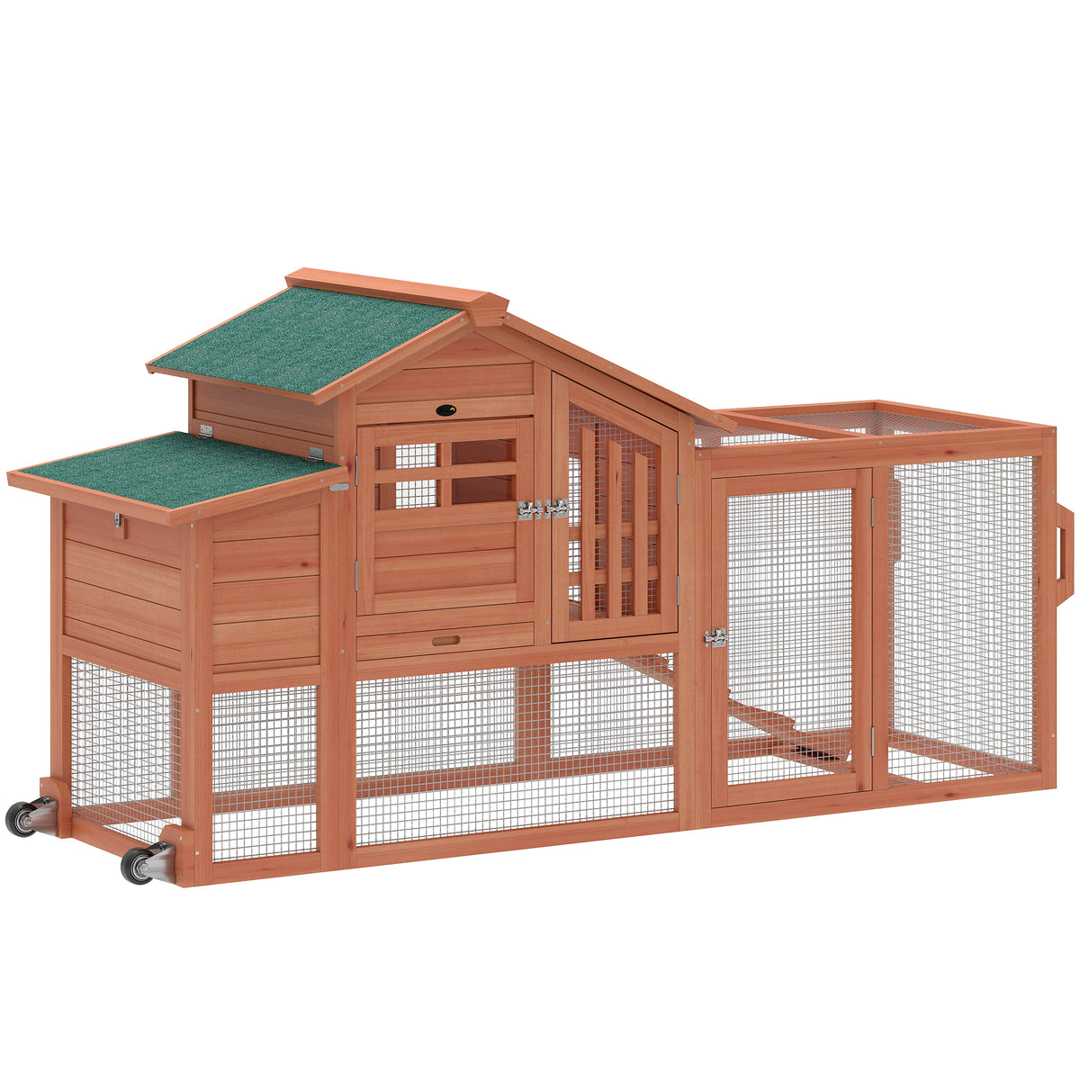 Chicken Coop with Run Mobile Wooden Hen House with Nesting Box Pull-out Tray for 1-2 Chickens