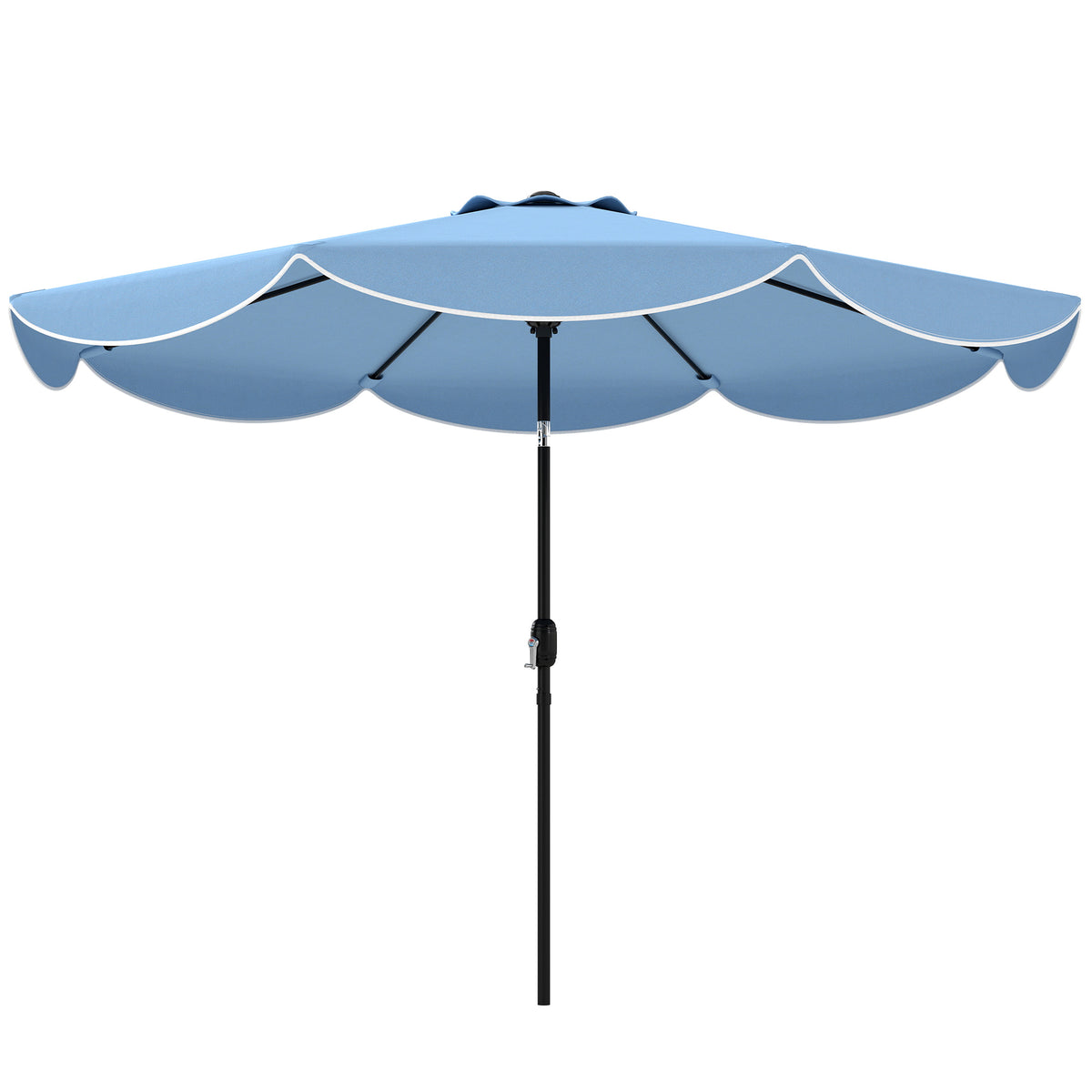 9' x 9' Round Market Umbrella with Valance, Patio Umbrella with Tilt and Crank
