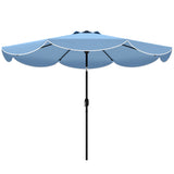 9' x 9' Round Market Umbrella with Valance, Patio Umbrella with Tilt and Crank