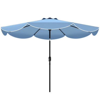 9' x 9' Round Market Umbrella with Valance, Patio Umbrella with Tilt and Crank