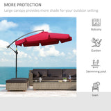 9FT Offset Hanging Patio Umbrella Cantilever Umbrella with Easy Tilt Adjustment, Cross Base and 8 Ribs for Backyard