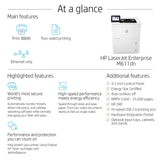 HP LaserJet Enterprise M611dn Imprimante noir et blanc, Ethernet uniquement;