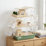 Large Hamster Cage, 3 Tiers Acrylic Hamster Habitat with Water Bottles, Running Wheel for Pet Mice