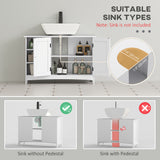 Bathroom Vanity Cabinet, Under Sink Storage Cabinet with Double Doors, Open and Adjustable Shelves