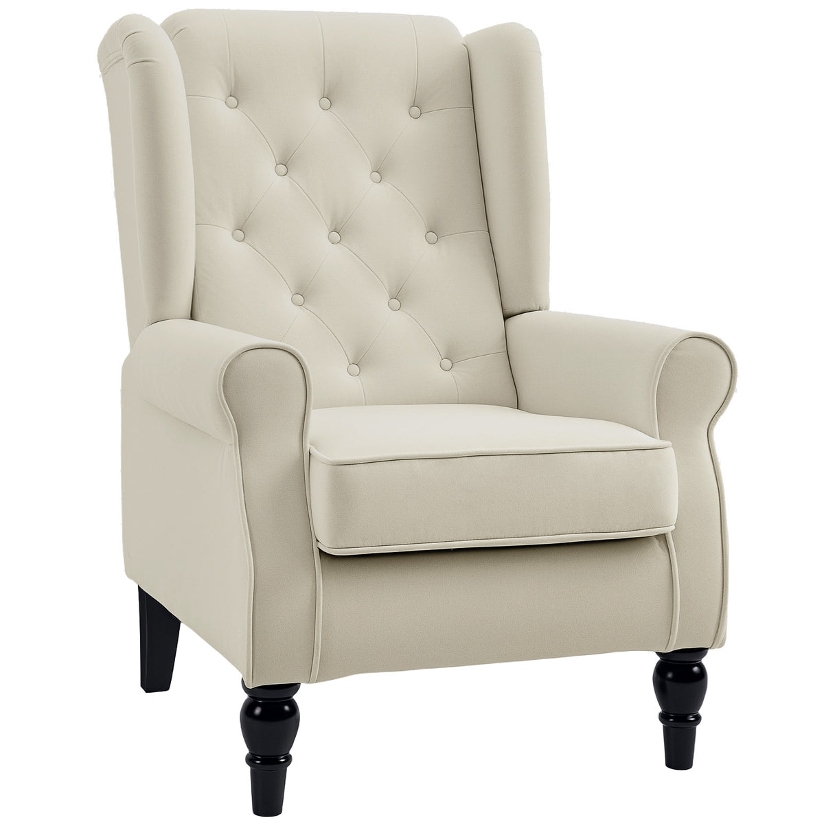 Fauteuil d'appoint en tissu, fauteuil à oreilles avec pieds en bois