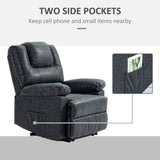 Fauteuil inclinable en similicuir PU, fauteuil inclinable manuel pour salon avec repose-pieds, 2 poches latérales et cadre en acier