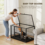 Cage à Chien 37 Pouces Robuste, Grand Chenil Métallique pour Chien avec Plateau Amovible, 3 Portes et Verrouillage Sécurisé
