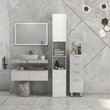 Tall Bathroom Cabinet, High Gloss Storage Cabinet with Doors and Adjustable Shelves, 11.8