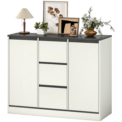 Buffet Cabinet with Soft-Close Hinges, Modern Sideboard with 3 Drawers and 2 Adjustable Shelves