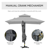 10' x 10' Cantilever Patio Umbrella, Double Top Square Offset Umbrella with 360° Rotation, 5 Adjustable Tilt Angles