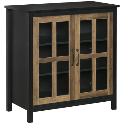Kitchen Sideboard, Glass Door Buffet Cabinet, Accent Storage Cabinet with 2 Glass Doors and Adjustable Shelf for Dining Room
