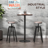 Round Bar Table 41 Inch Height, Industrial High Bistro Table with Metal Base and Elm Wood Top