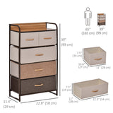 Dresser with 5 Drawers, Chest of Drawers with Metal Frame, Fabric Dresser for Living Room