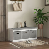 Banc de rangement pour chaussures avec siège, 3 tiroirs en tissu pour corridor