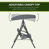 2-Seat Patio Swing Chair, Outdoor Porch Swing Glider w/ Tilting Canopy and Weather Resistant Steel Frame