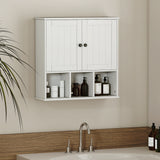 Farmhouse Bathroom Wall Cabinet, Wall Mounted Medicine Cabinet with Adjustable Shelf, Open Compartments