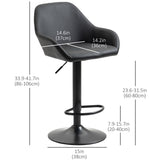Lot de 2 tabourets de bar réglables, tabourets de bar pivotants avec repose-pieds et dossier, cuir PU et base ronde en acier