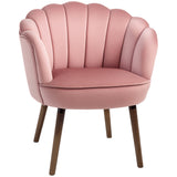 Modern Vanity Chair, Velvet-feel Fabric Leisure Accent Chair with Wood Legs for Living Room