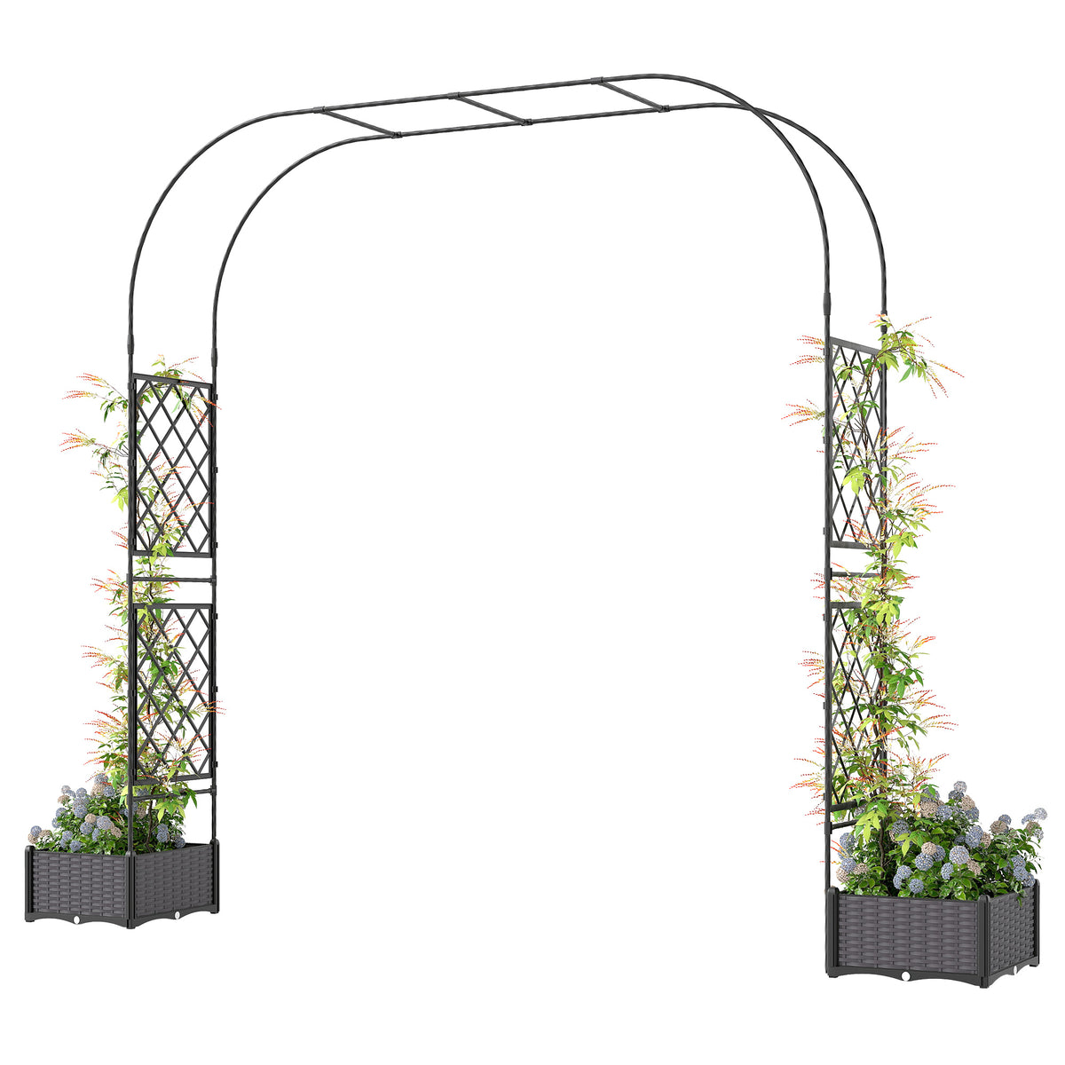 Arche de jardin treillage extérieur avec 2 jardinières