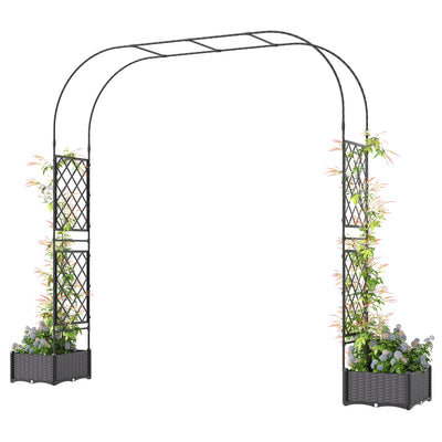 Garden Arch Outdoor Trellis Arbor with 2 Planter Boxes