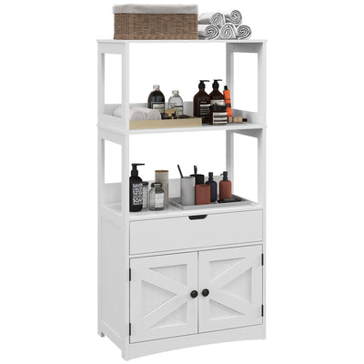 Farmhouse Bathroom Storage Cabinet, Linen Cabinet with Drawer and Shelves, 23.5