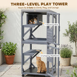 Movable Catio Outdoor Cat Enclosure with Resting Box, 3 Jumping Platforms