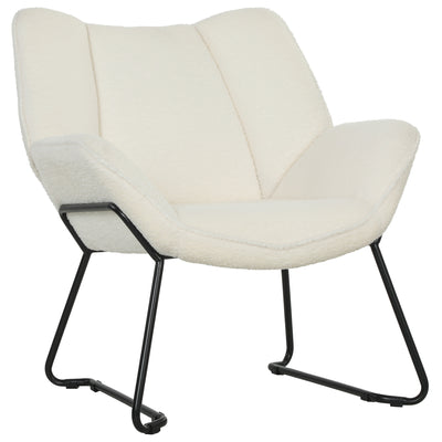 Accent Chair, Sherpa Fleece Armchair with Wide Backrest and Metal Legs