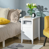 Wooden3-Tier Modern Nightstand with Pullout Shelf, Adjustable Open Shelf, and Door Cabinet
