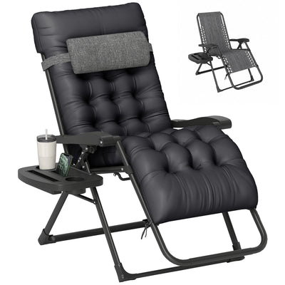 Padded Folding Recliner Chair, Adjustable Backrest