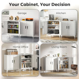 Office Storage Cabinet with Lock, Filing Cabinet with Adjustable Shelves and Doors for Home Office