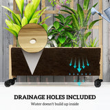 Wooden Planter with Trellis, Raised Garden Bed with Wheels, Nature Wood