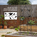 2 Pack Garden Trellis for Climbing Plants, Outdoor Metal Grid Panels with Birds and Leaves, 59