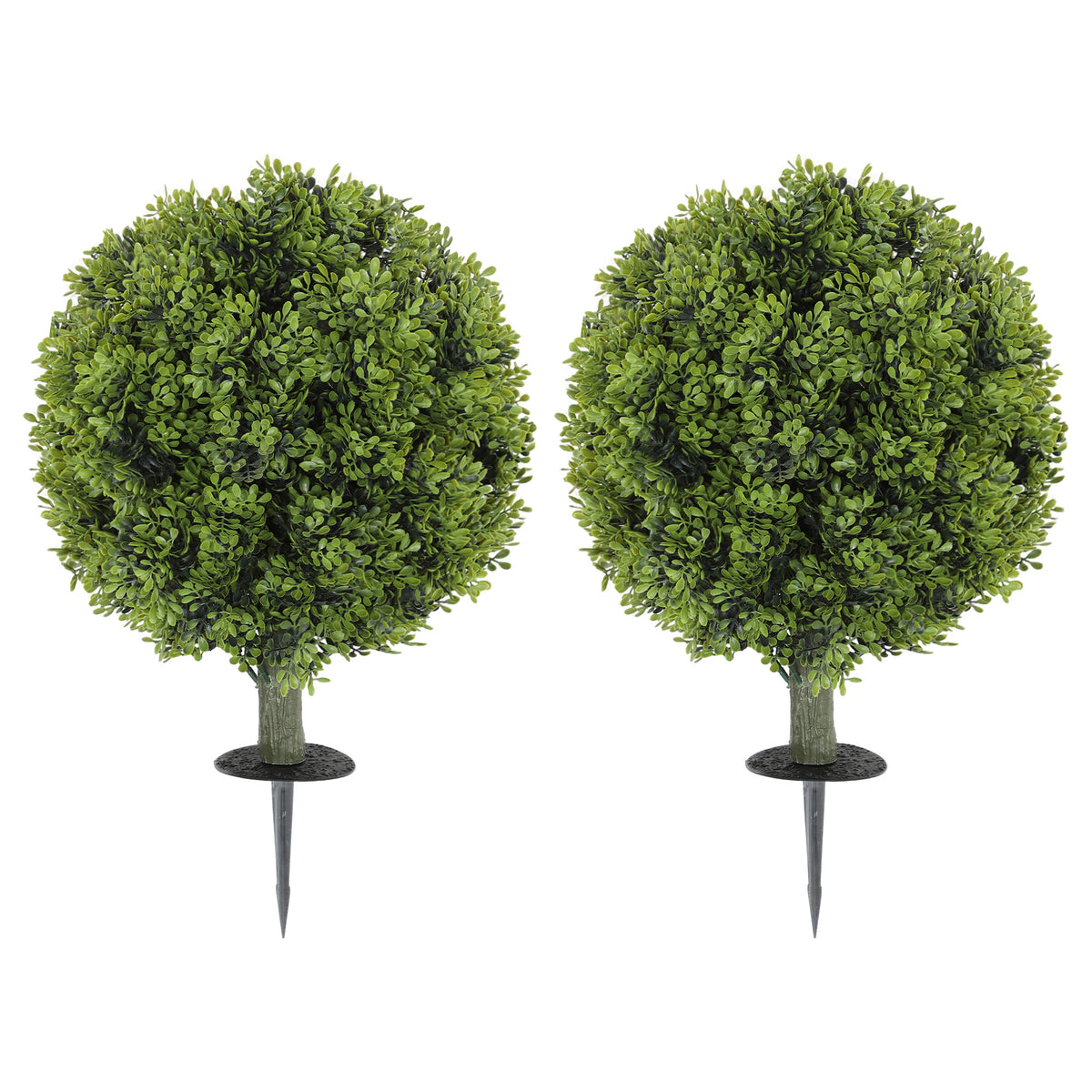 Artificial Boxwood Topiary Trees Set of 2 with Ground Stake