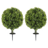 Artificial Boxwood Topiary Trees Set of 2 with Ground Stake