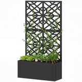 Metal Raised Garden Bed with Trellis for Climbing Plants
