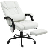 6-Point Vibration Massage Chair, Height Adjustable Reclining Computer Chair with Retractable Footrest