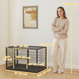 Cage à Chien 37 Pouces Robuste, Grand Chenil Métallique pour Chien avec Plateau Amovible, 3 Portes et Verrouillage Sécurisé