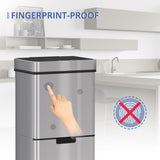 Sensor Trash Can, 19 Gallon Stainless Steel Kitchen Garbage Can with 3 Compartments