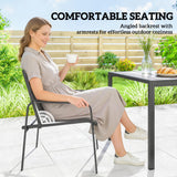 Ensemble de salle à manger extérieure pour 6, table de patio faux bois et chaises avec siège en maille respirante, cadre en acier galvanisé